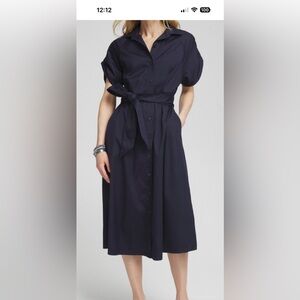 Chicos Poplin Tie Shirtdress